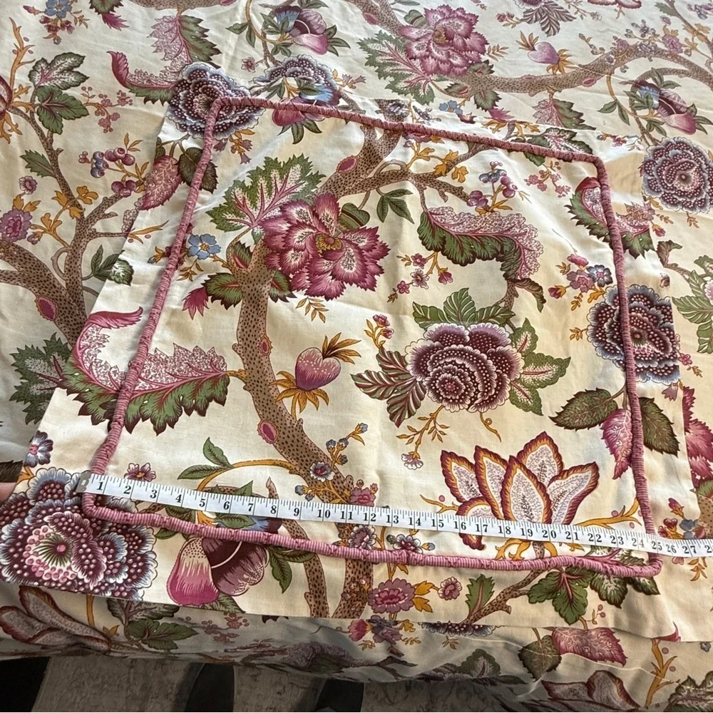 Duvet & 3 Euro Sham Floral Shabby Chic Pink Beige Sage Homemade Set Cottagecore
